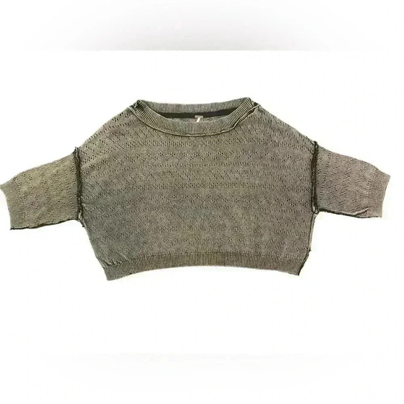 Free People Womens Sand Castle Black Cropped Pullover Sweater Size Small - Picture 7 of 12